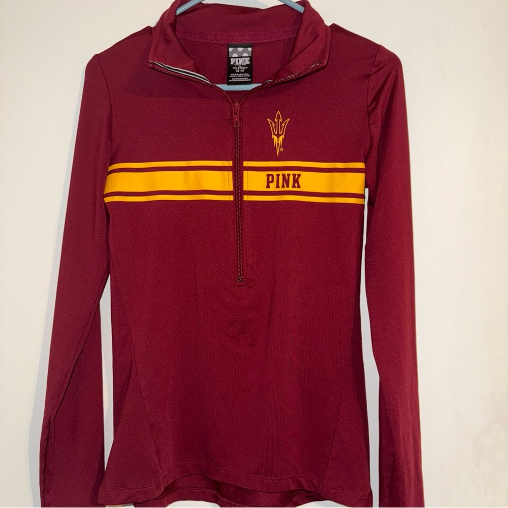 PINK Victoria's Secret Maroon and‎ Yellow Sweatshirt
